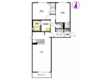 メルヴェール・コンフォルト(2LDK/2階)の間取り写真