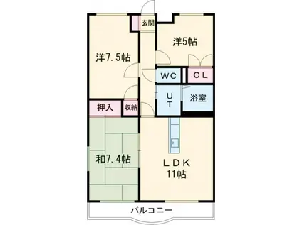 サンアベニューI(3LDK/3階)の間取り写真
