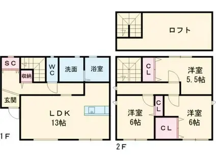 大和尼寺東アパート(3LDK/1階)の間取り写真