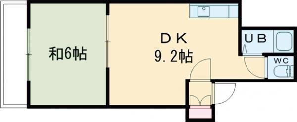 パークコート中島町(1DK/3階)の間取り写真