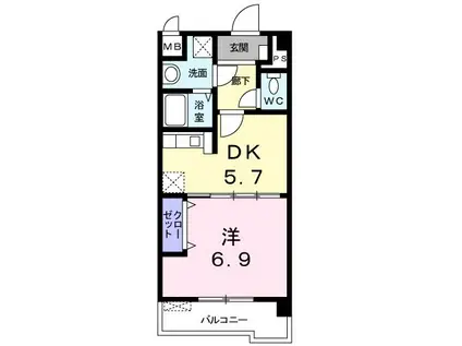 ソレイユ・ルヴァン(1DK/2階)の間取り写真