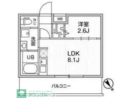 ALIVIS本八幡(1LDK/4階)の間取り写真