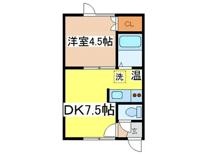 ハイムきもと(1DK/2階)の間取り写真