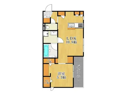 フェリシア豊岡(1LDK/2階)の間取り写真