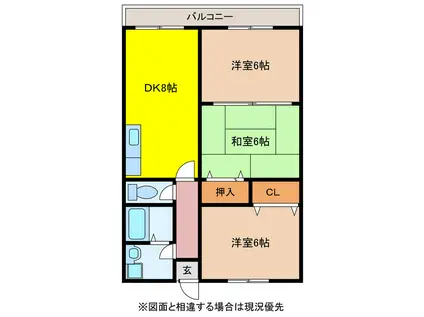 メゾンサンパティーク(3DK/3階)の間取り写真