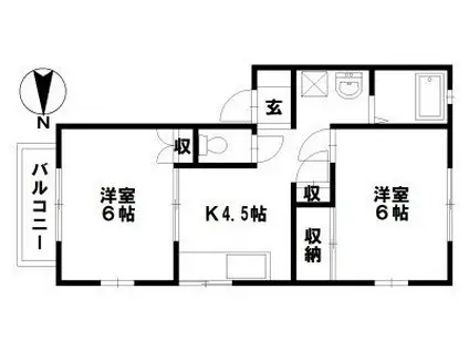 フロイデ・ヨシモト(2K/2階)の間取り写真