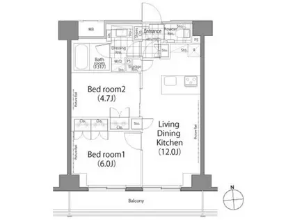 パークハビオ秋葉原(2LDK/8階)の間取り写真