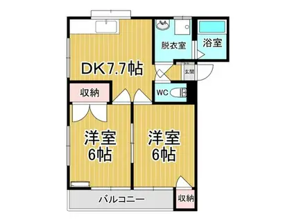 アレストカネコ1(2DK/2階)の間取り写真