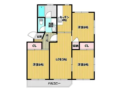 コーポラス羽山(3LDK/2階)の間取り写真