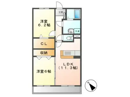ルピナス(2LDK/3階)の間取り写真