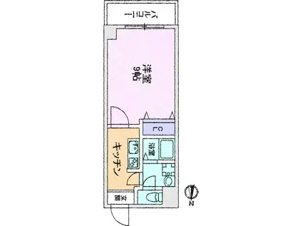 エヴァーグリーン(1K/4階)の間取り写真