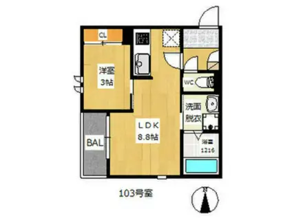 GRANDTIC豊中(1LDK/2階)の間取り写真