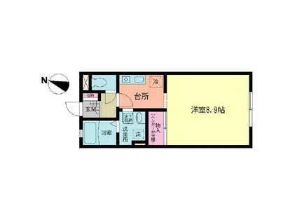 パークサイドテラス(1K/2階)の間取り写真