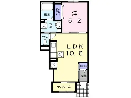 ゴスホーク G(1LDK/1階)の間取り写真