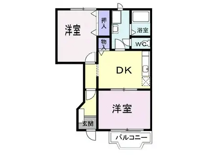 セゾンプレサイト(2DK/1階)の間取り写真