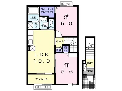 アパルトマン タンブルB(2LDK/2階)の間取り写真