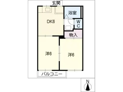 タウニー岩成台(2DK/1階)の間取り写真