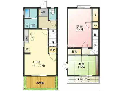 タウンハウスK(2LDK/1階)の間取り写真
