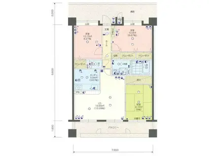 ロイヤルコート武雄(3LDK/2階)の間取り写真