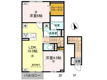 シャトレII(2LDK/2階)の間取り写真