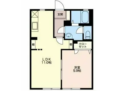 カクタス二番館(1LDK/1階)の間取り写真