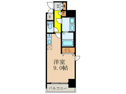 BPRレジデンス江坂(ワンルーム/13階)の間取り写真