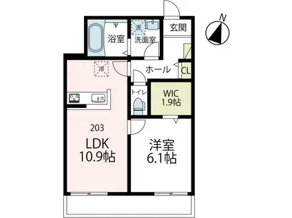 プレシャス北矢名(1LDK/2階)の間取り写真