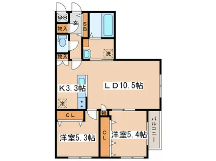 OBER白金(2LDK/4階)の間取り写真