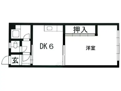 ビューハイツ茨木(1DK/4階)の間取り写真