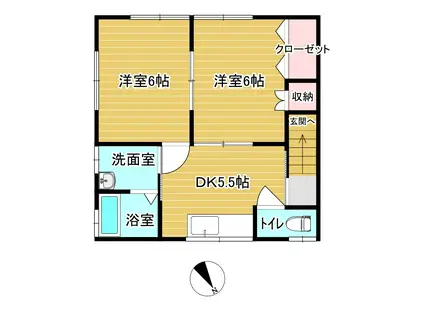 ハイツ反町(2DK/2階)の間取り写真