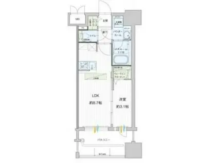 グランフォーレ千早マークスクエアイーストウイング(1LDK/8階)の間取り写真