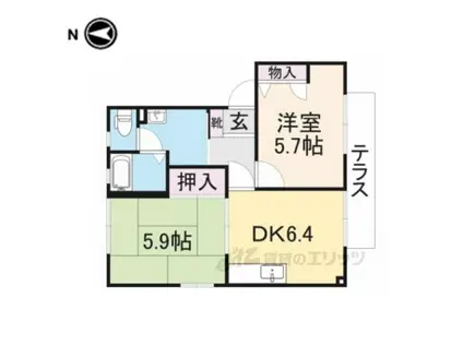 スュッドコリーヌB(2DK/2階)の間取り写真