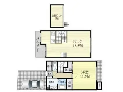 リバージュテラス木川(1LDK/1階)の間取り写真