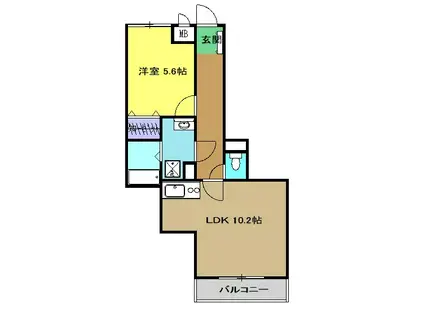 パークワンモア東船橋アネックス(1LDK/2階)の間取り写真