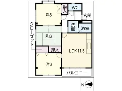 三浦コーポ2000 B棟(3LDK/2階)の間取り写真