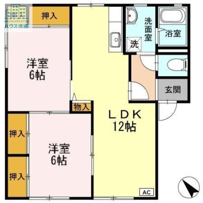 ディアス池田B(2LDK/1階)の間取り写真