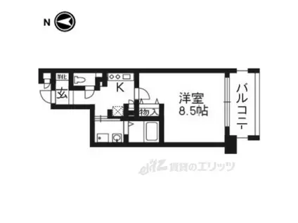 エイペックス京都御所西(1K/2階)の間取り写真