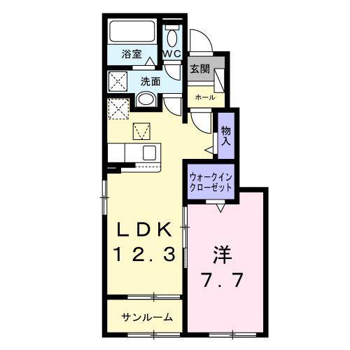 パークサイド(1LDK/1階)の間取り写真