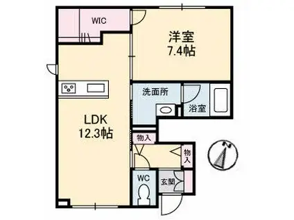 シャーメゾンガーデンズ大福(1LDK/1階)の間取り写真