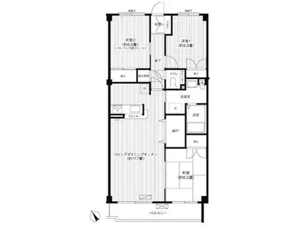 フラット日吉A棟(3LDK/4階)の間取り写真
