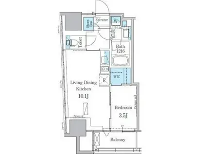 パークアクシス横濱関内スクエア(1LDK/8階)の間取り写真
