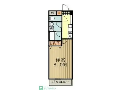 オーチャードヒル(1K/3階)の間取り写真