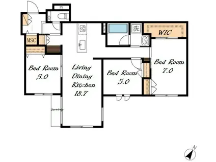 セレニティー本山(3LDK/1階)の間取り写真