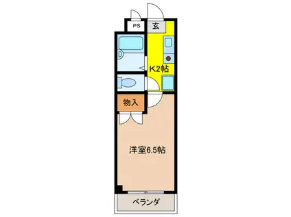 リズ スクエア 中棟(1K/2階)の間取り写真