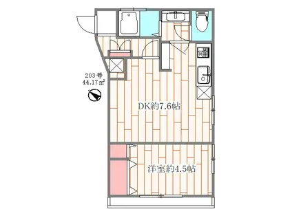 ベルツリー・マンション(1DK/2階)の間取り写真