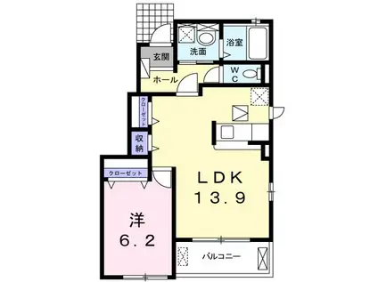ウエストハイツ(1LDK/1階)の間取り写真