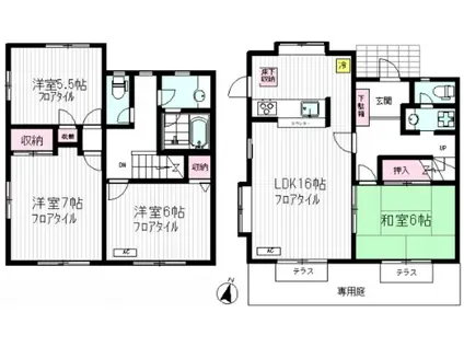 香取メゾネット B棟(4LDK/2階)の間取り写真