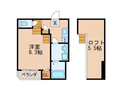 ハーモニーテラス栄イースト(1K/1階)の間取り写真