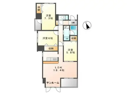 CORTILE MARUFUKU(3LDK/2階)の間取り写真