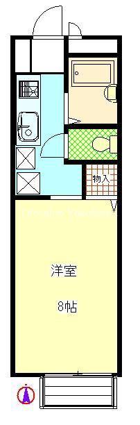 カームプレイス(1K/2階)の間取り写真